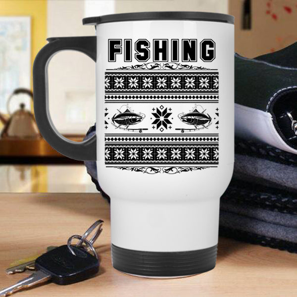 Funny Christmas Travel Mug, Cool Fishing Mug