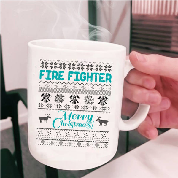 Merry Christmas Coffee Mug, Fire Fighter Cup