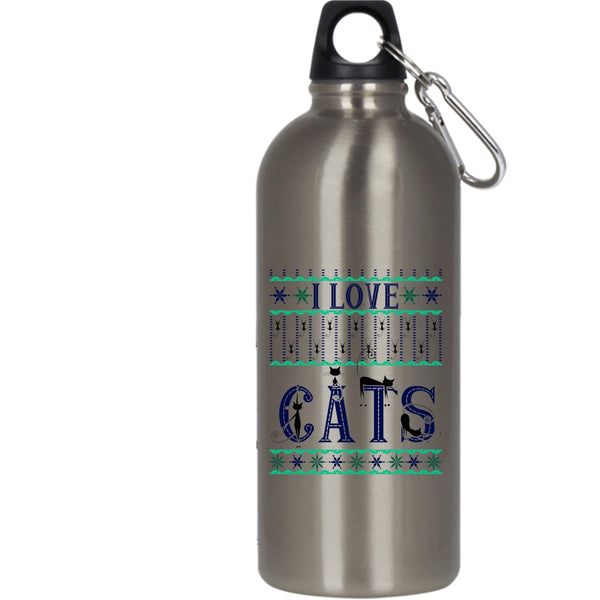 I Love Cats 20 oz Stainless Steel Bottle,Christmas Gift For Cat Lover Outdoor Sports Water Bottle
