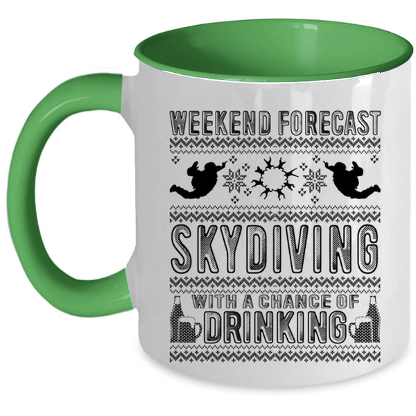 Christmas Gift For Skydiver Coffee Mug, Weekend Forecast Skydiving Accent Mug