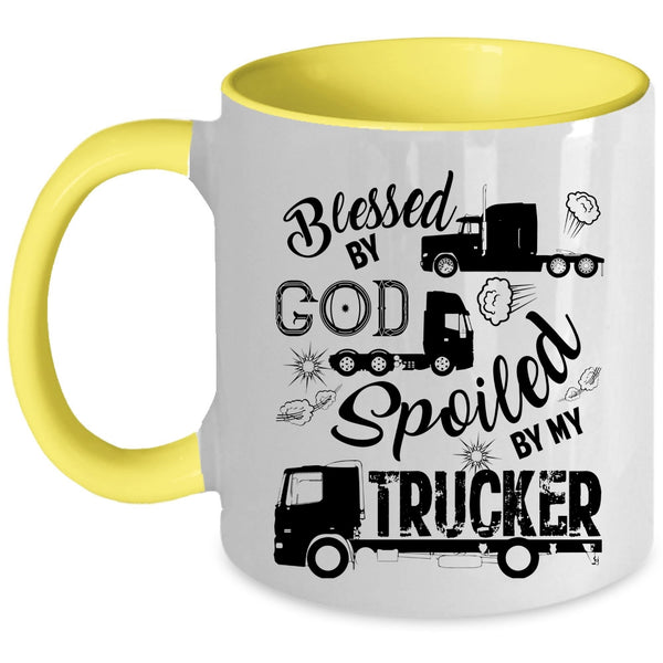 Funny Trucker Coffee Mug, Spoiled By My Trucker Accent Mug