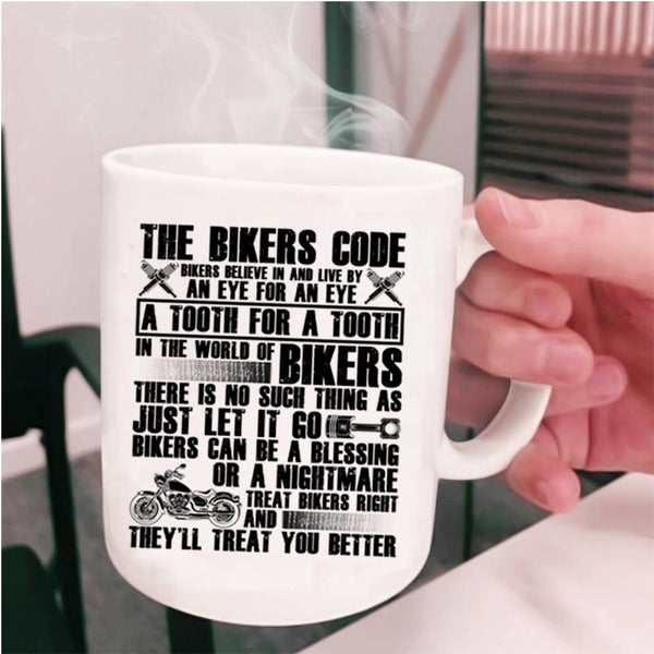 Cool Gift For Bikers Coffee Mug, The Bikers Code Cup