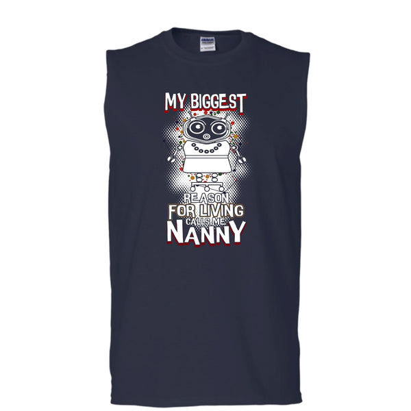 My Biggest Reason For Living T Shirt, Calls Me Nanny T Shirt, Cool T Shirt (Men's Cotton Sleeveless)