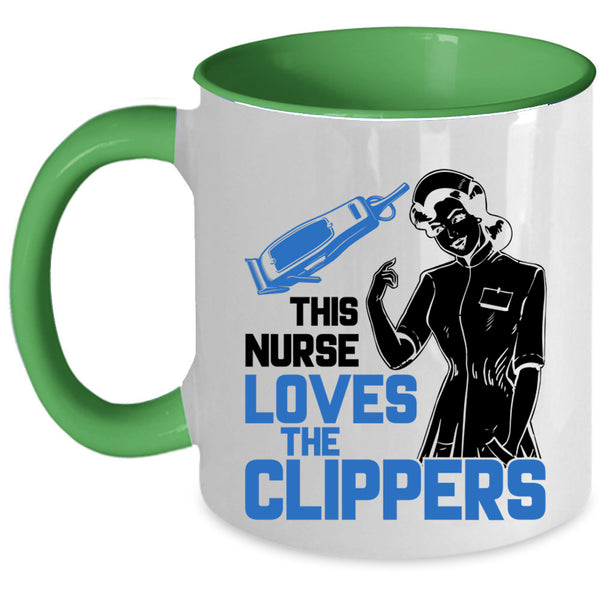 Awesome Nurses Coffee Mug, This Nurse Loves The Clippers Accent Mug