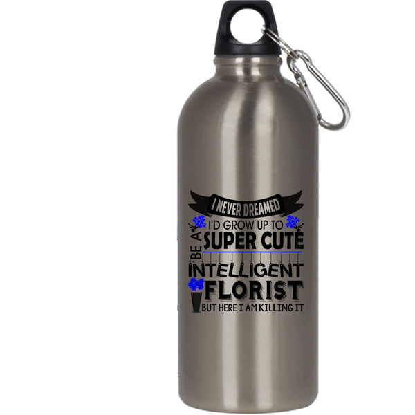 I'd Grow Up To Be A Cute Florist 20 oz Stainless Steel Bottle,Intelligent Florist Outdoor Sports Water Bottle