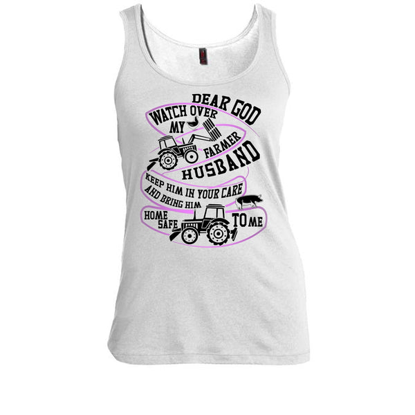Watch Over My Farmer Husband T Shirt, I'm A Farmer's Wife Tank Top