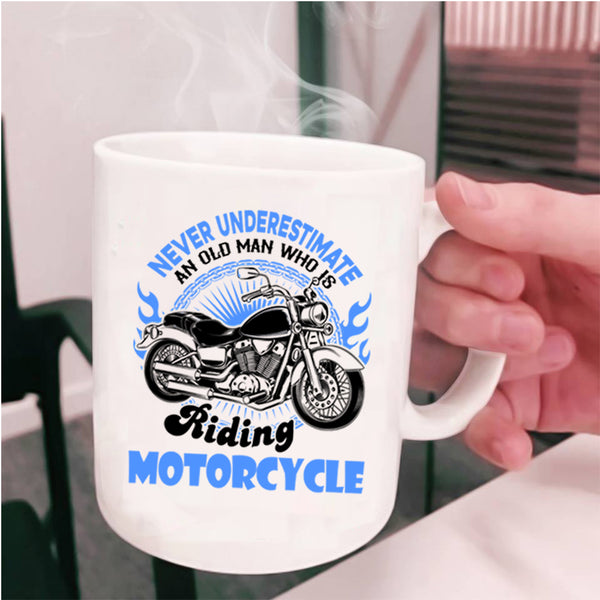 Cool Grandpa Coffee Mug, An Old Man Is Riding Motorcycle Cup