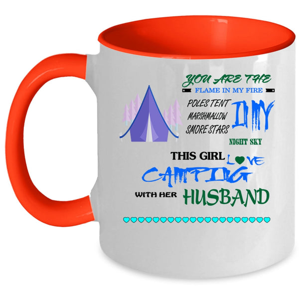 Funny Camping Coffee Mug, This Girl Loves Camping With Her Husband Accent Mug