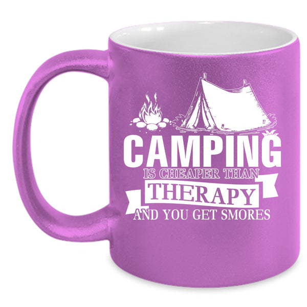 Camping Is Cheaper Than Therapy Coffee Mug, Funny Outdoor Coffee Cup