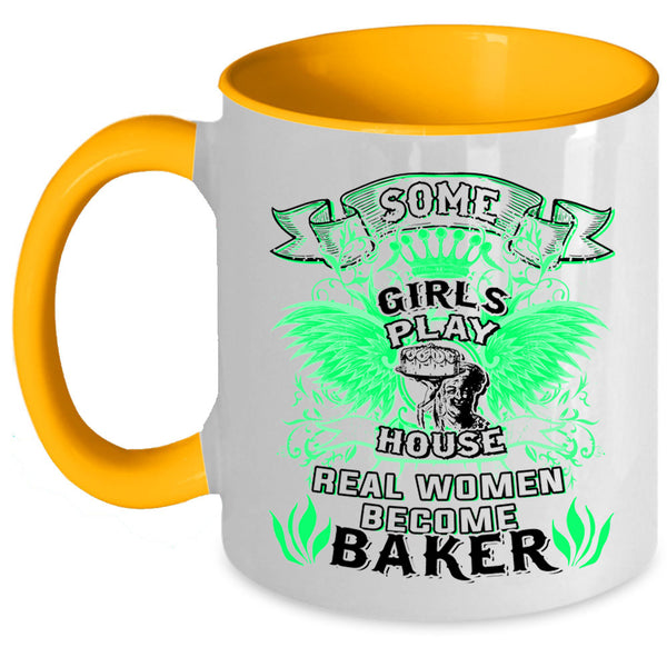 Beautiful Lady Coffee Mug, Real Women Become Baker Accent Mug