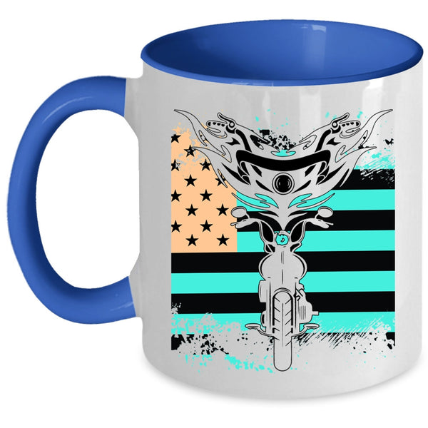 American Flag Coffee Mug, Cool Motorcycles Accent Mug