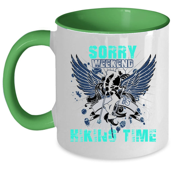 Cool Gift For Hikers Coffee Mug, Weekend Is Hiking Time Accent Mug