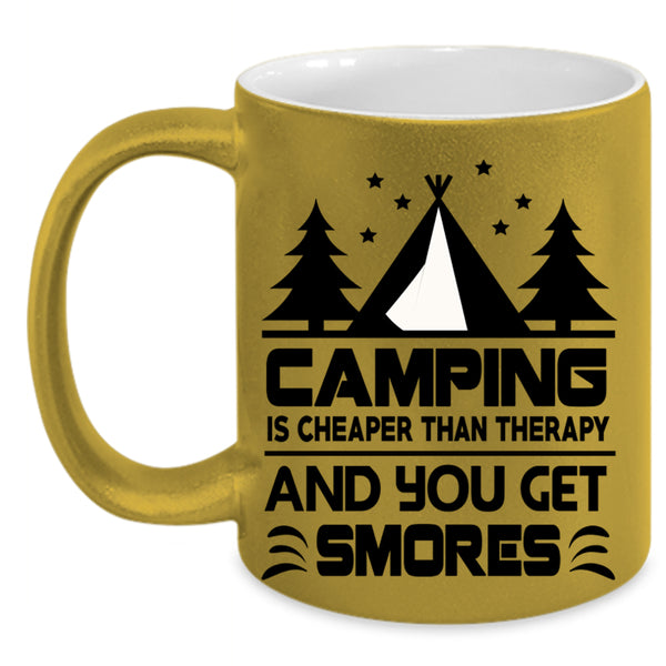 Cute Gift For Camper Coffee Mug, Camping Is Cheaper Accent Mug