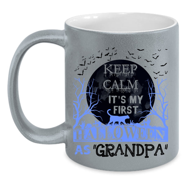 It's My First Halloween As Grandpa Coffee Mug, Keep Calm Accent Mug
