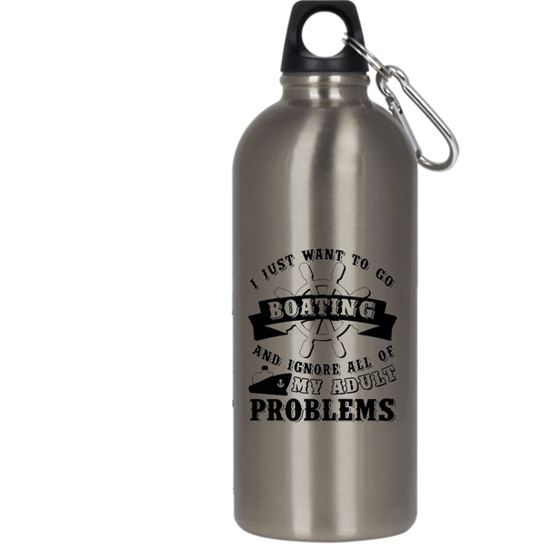 I Just Want To Go Boating 20 oz Stainless Steel Bottle,I Love Boating Outdoor Sports Water Bottle