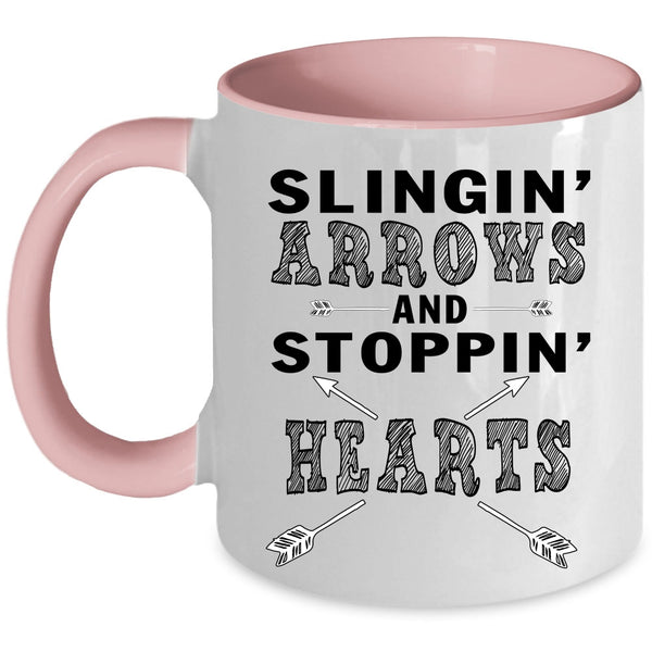 Stopping Hearts Coffee Mug, Slinging Arrows Accent Mug