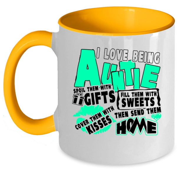 Cute Auntie Coffee Mug, I Love Being Auntie Accent Mug