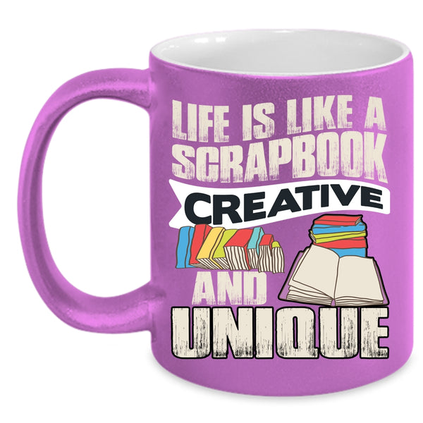 Life Is Like A Scrapbook Creative Coffee Mug, Cool Books Coffee Cup