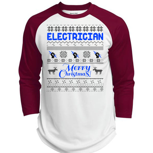 Electrician Merry Christmas T Shirt, Winter Holiday T Shirt, Awesome T-Shirts  (Polyester Game Baseball Jersey)