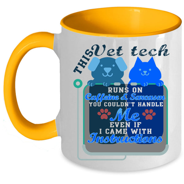 Cute Vet Tech Coffee Mug, This Vet Tech Runs On Caffeine Accent Mug