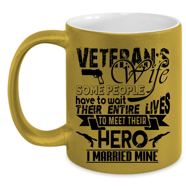 Cool Just Married Coffee Mug, Veteran's Wife Accent Mug