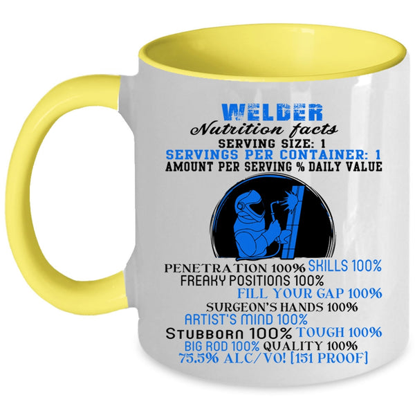 Funny Welding Coffee Mug, Welder Mutrition Facts Accent Mug