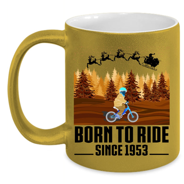 Cute Christmas Coffee Mug, Born To Ride Accent Mug