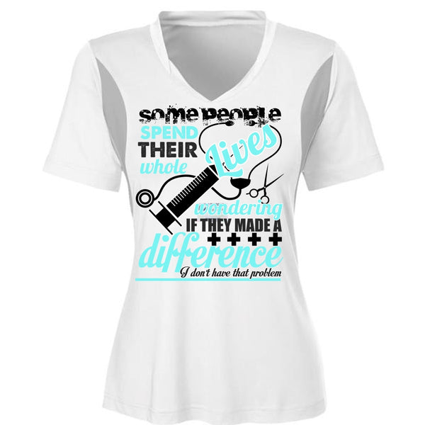 They Made A Difference T Shirt, Being A Nurse T Shirt, Cool Shirt (Ladies LS Heather V-Neck)
