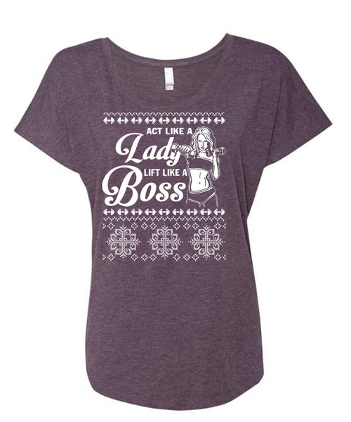 Active Like A Lady Lift Like A Boss T Shirt, This Girl Loves Christmas T Shirt, Cool Shirt (Ladies' Triblend Dolman Sleeve)