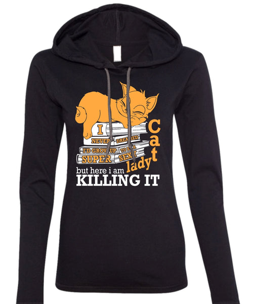 I'd Grow Up To Be A Cat Lady T Shirt, My Favorite T Shirt (Anvil Ladies Ringspun Hooded)