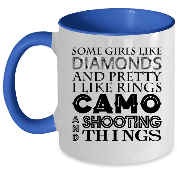 I Like Rings Camo And Shooting Coffee Mug, Pretty Girls Accent Mug