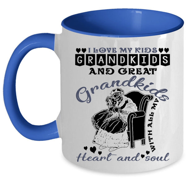 Grandkids And Great Grandkids Coffee Mug, I Love My Kids Accent Mug