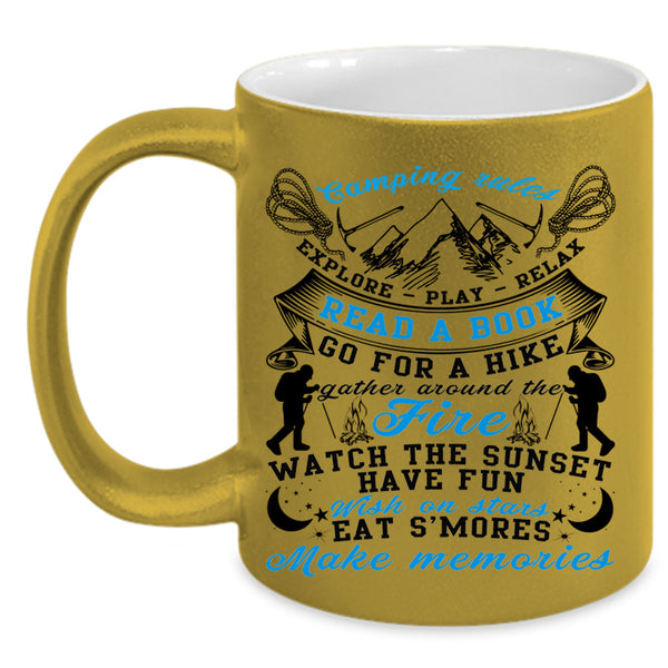 Cool Gift For Camper Coffee Mug, Camping Rules Accent Mug