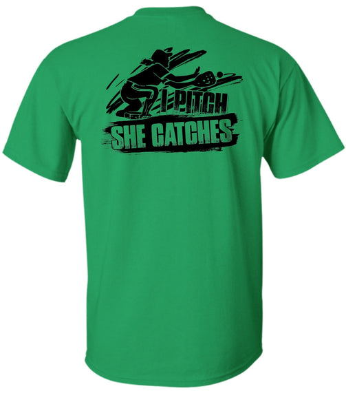 I Pitch She Catches T Shirt, I Love Softball T Shirt