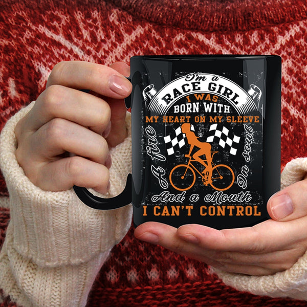 I'm A Race Girl Coffee Mug, I Was Born With My Heart Coffee Cup