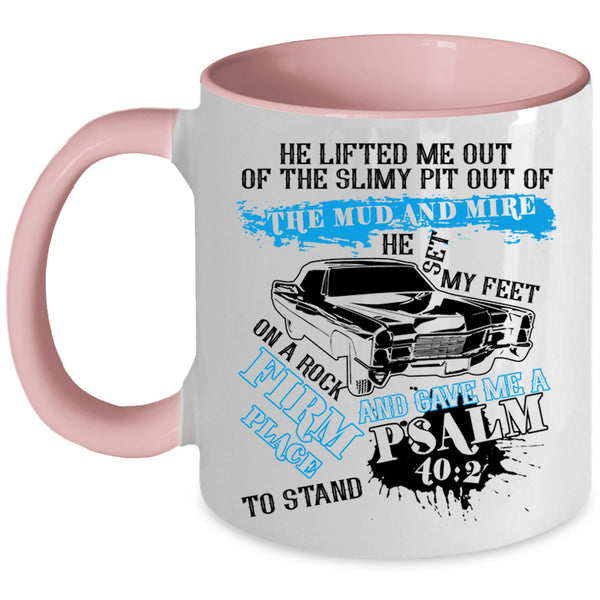 Cool Car Driver Coffee Mug, He Set My Feet On A Rock Firm Place Accent Mug