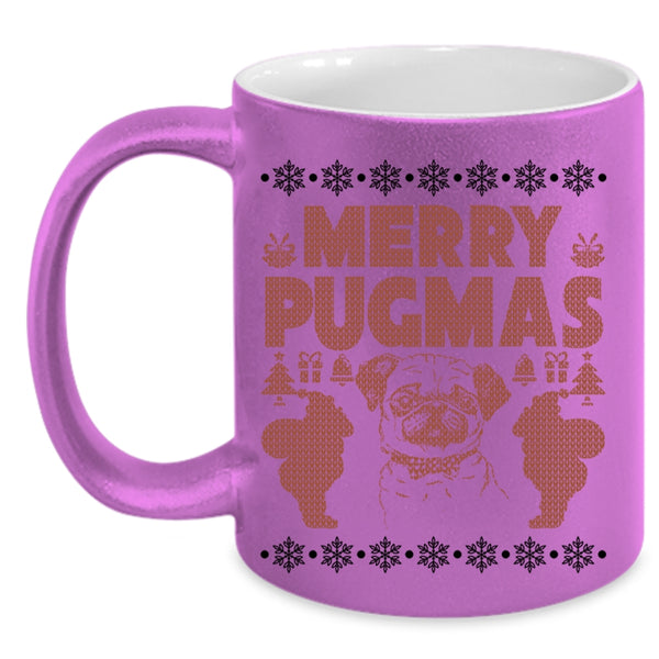 Christmas Gift For Pug Lover Coffee Mug, Merry Pugmas Accent Mug