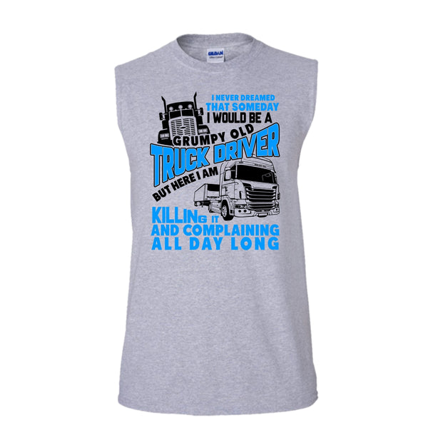 Grumpy Old Truck Driver T Shirt, I'm A Trucker Tank Top (Men's Cotton Sleeveless)
