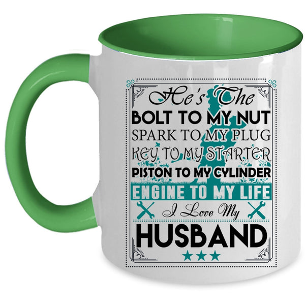Cute Gift For My Wife Coffee Mug, I Love My Husband Accent Mug