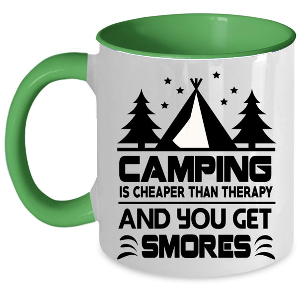 Cute Gift For Camper Coffee Mug, Camping Is Cheaper Accent Mug