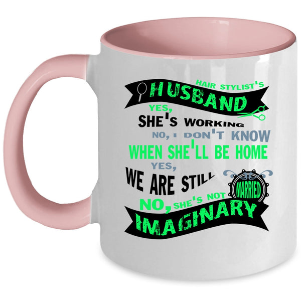 Cool Just Married Coffee Mug, Hair Stylist's Husband Accent Mug