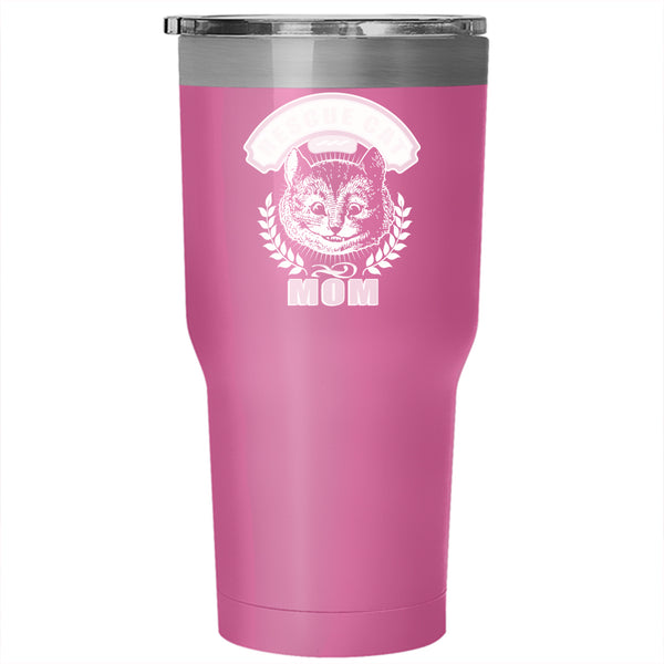 Rescue Cat Mom Tumbler 30 oz Stainless Steel, Cool Gift For Mom Travel Mug