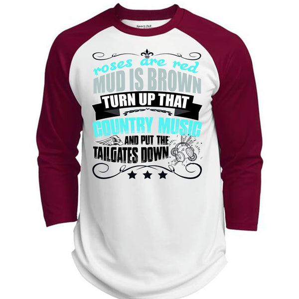 Country Music And Put The Tailgates Down T Shirt, I Love Music T Shirt, Awesome T-Shirts  (Polyester Game Baseball Jersey)