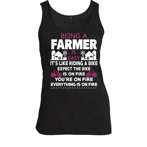 Being A Farmer Is Easy T Shirt, It's Like Riding A Bike T Shirt, Cool T Shirt