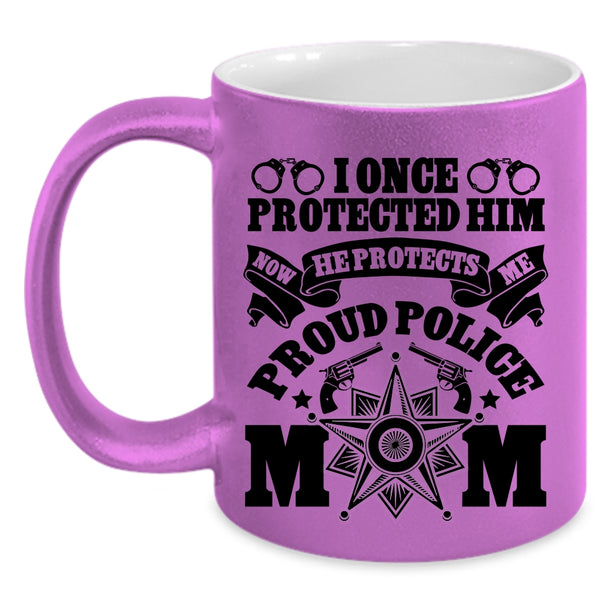 Cool Gift For Mom Coffee Mug, Proud Police Mom Accent Mug