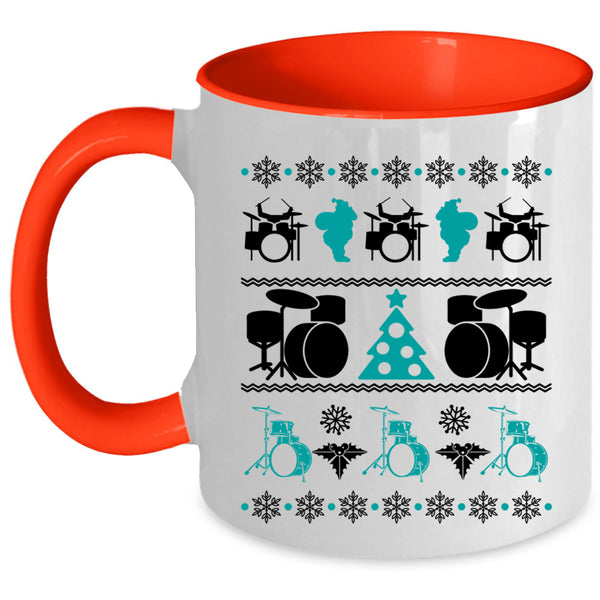 Ugly Christmas Coffee Mug, Cute Drummer Accent Mug