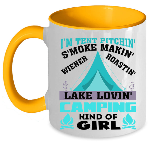 Camping Kind Of Girl Coffee Mug, I'M Tent Pitching Accent Mug