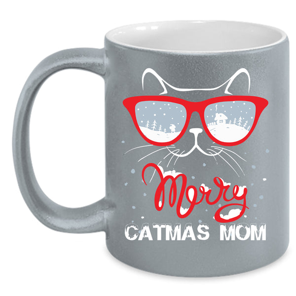 Merry Catmas Mom Coffee Mug, Noel Christmas Coffee Cup