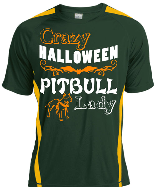 Crazy Halloween Pit Bull Lady T Shirt, I Love My Dogs T Shirt, Cool Shirt
