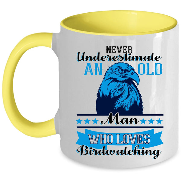 Funny Grandpa Coffee Mug, An Old Man Loves Birdwatching Accent Mug